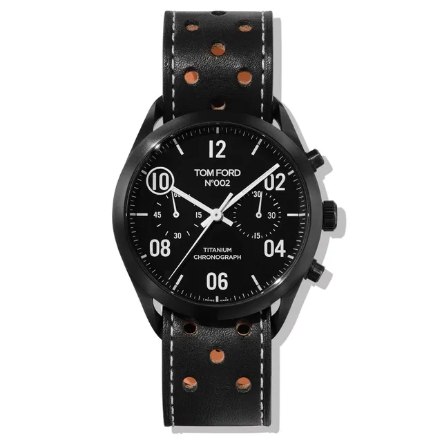 Tom Ford 002 Auto Chrono Limited Edition Perforated Black Leather