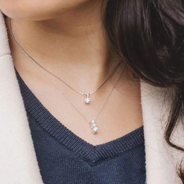 Diamond Solitaire Pendant In 14K White Gold (J/I3) Zales, 53 OFF