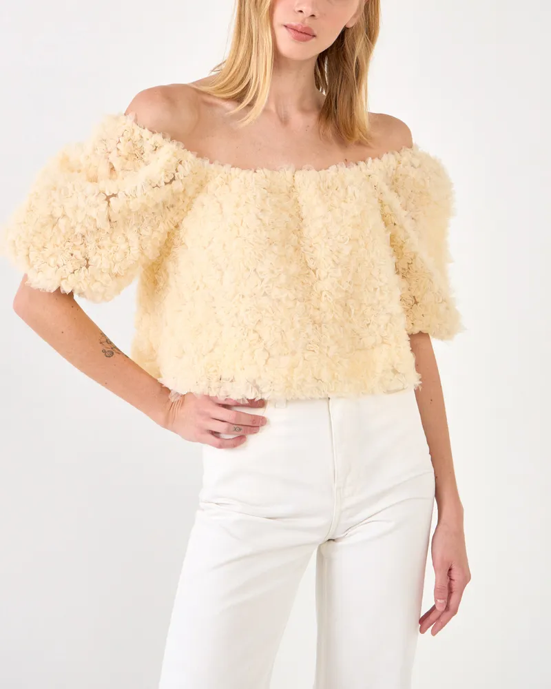 Tulle puff sleeve sale top