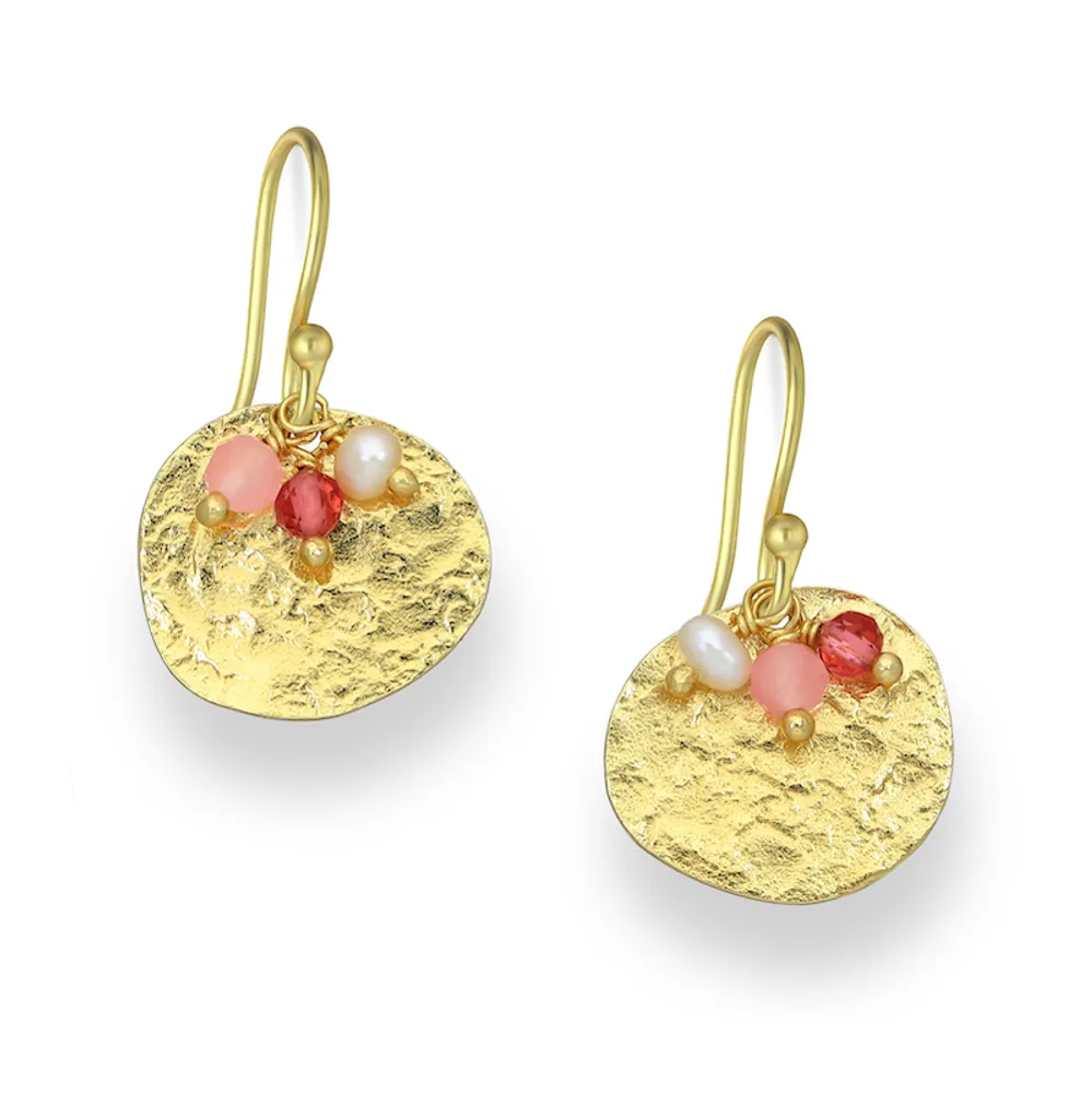 Pink gemstone drop earrings outlet