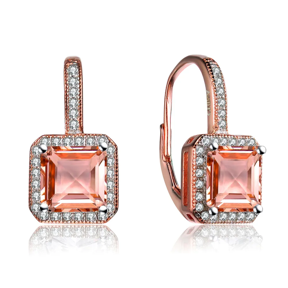 Reitmans Genevive - CZ MORGANITE square E/WIRE EARRINGS