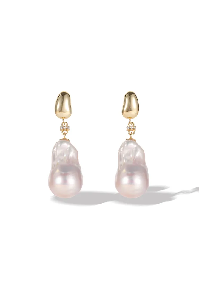 Pink baroque pearl outlet earrings