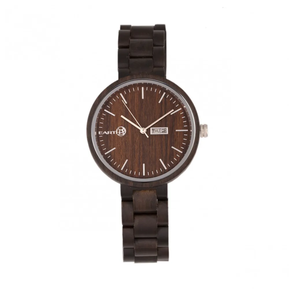 Reitmans Earth Wood Mimosa Bracelet Watch w Day Date Dark Brown