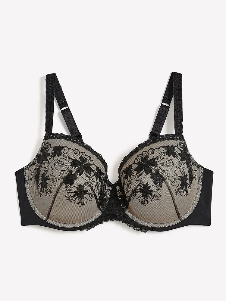 Soutien-gorge Push-up Balconnet Victoria's Secret 34B Noir Dentelle Fleurs - Très Bon état