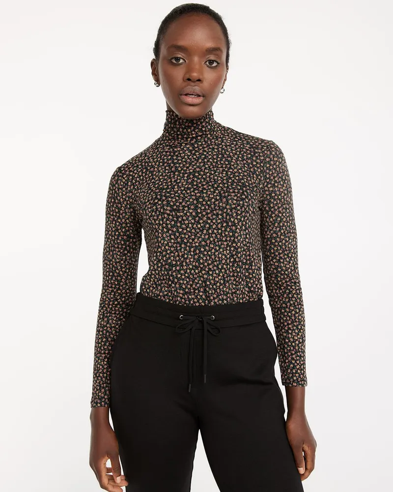 Grey leopard print turtleneck top online