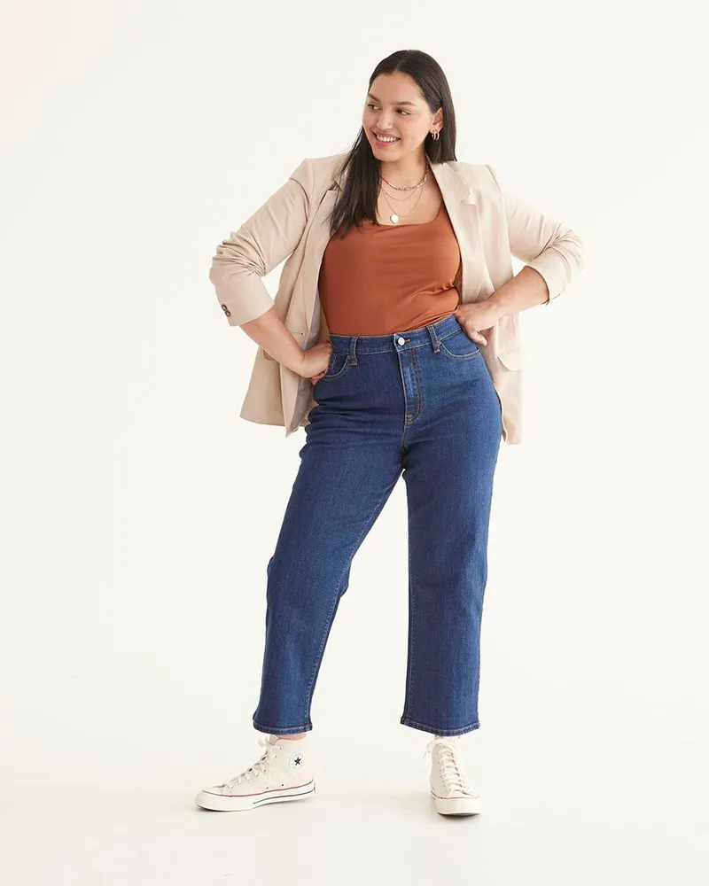 Petite straight leg ankle outlet jeans