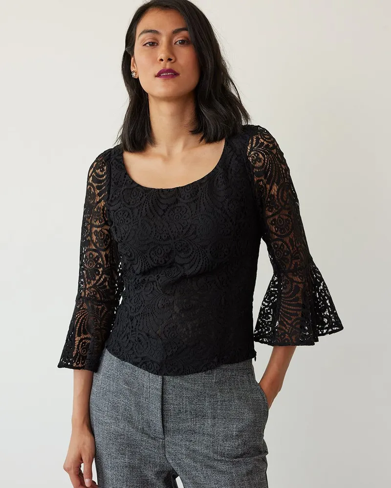 Reitmans 3 4 Sleeve Lace Blouse with Scoop Neckline Coquitlam Centre