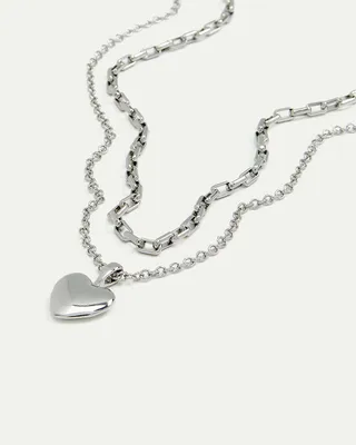 Topshop chunky silver necklace 2024 with heart pendant