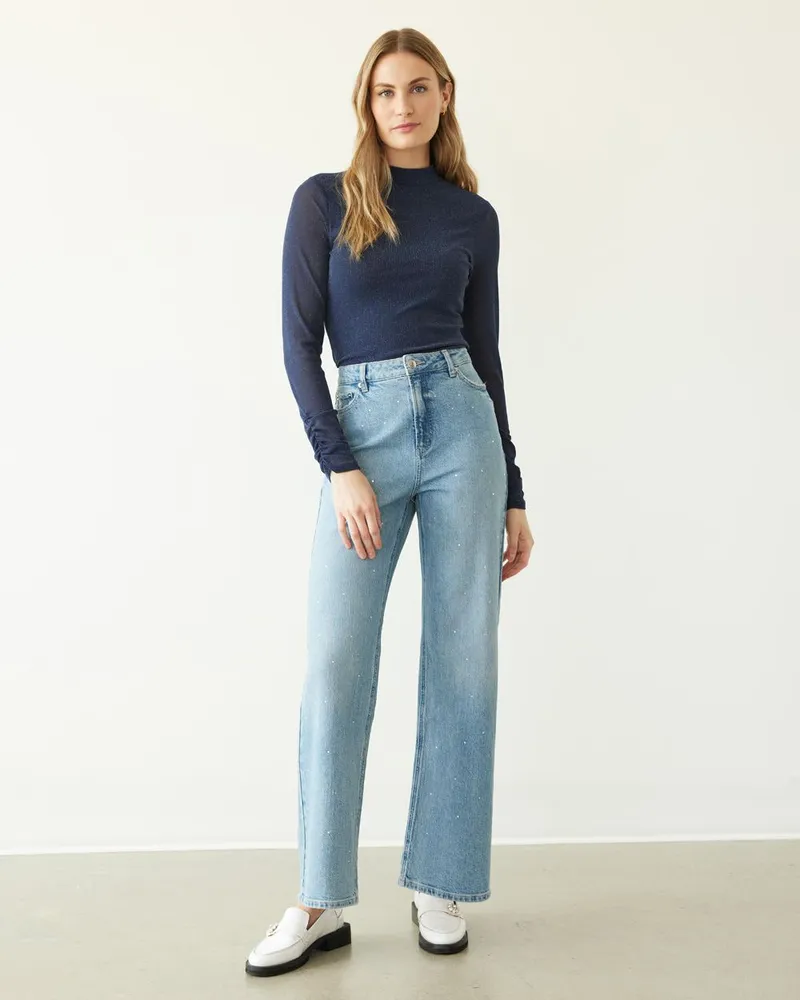 Jeans with shop rhinestones on legs