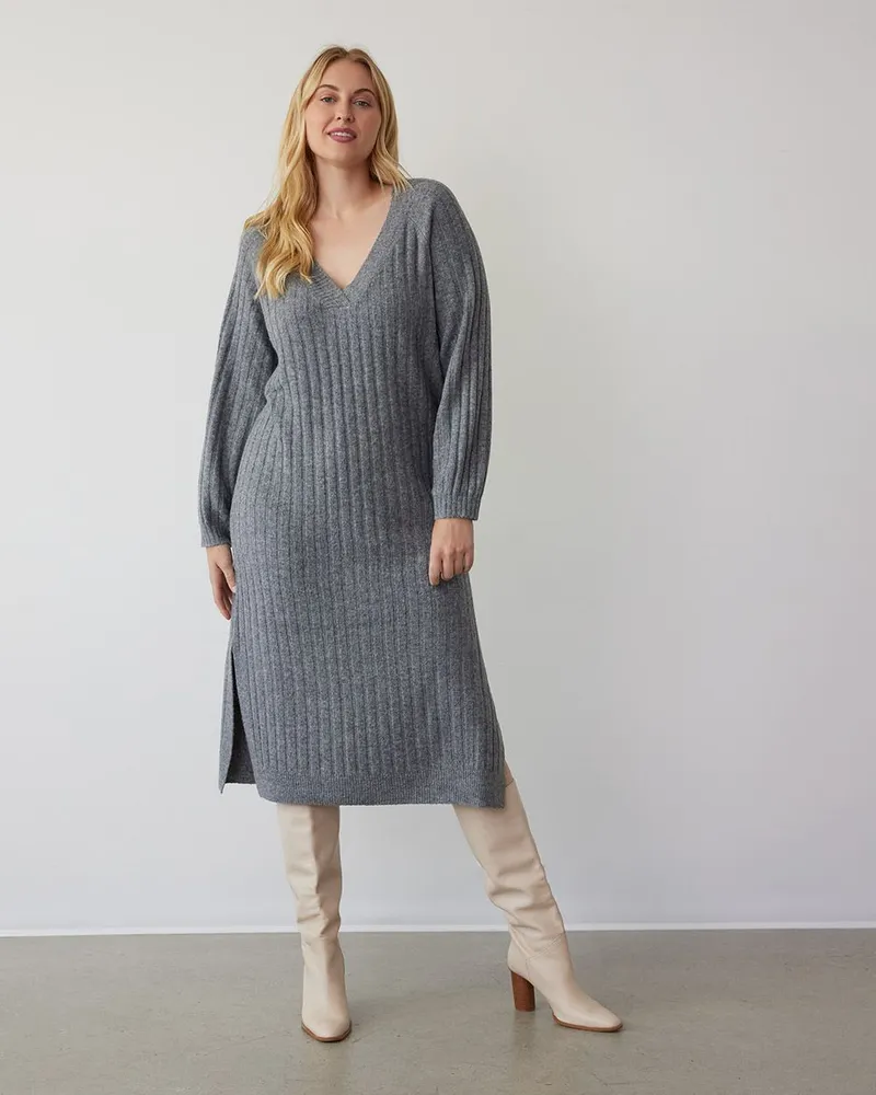 Reitmans Long Sleeve V Neck Midi Sweater Dress Coquitlam Centre