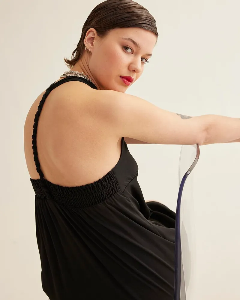 Black halter store swing dress