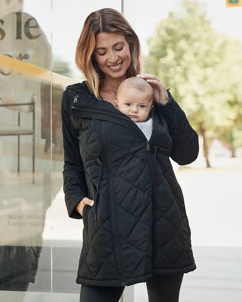 Reitmans Quilted Coat with Belly Extender Thyme Maternity