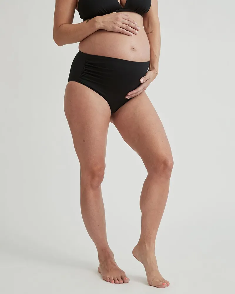 High Waist Bikini Bottom with Shirring Thyme Maternity