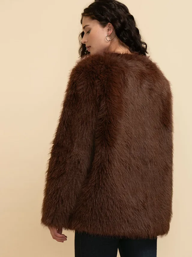 Sebby faux fur notch collar jacket store