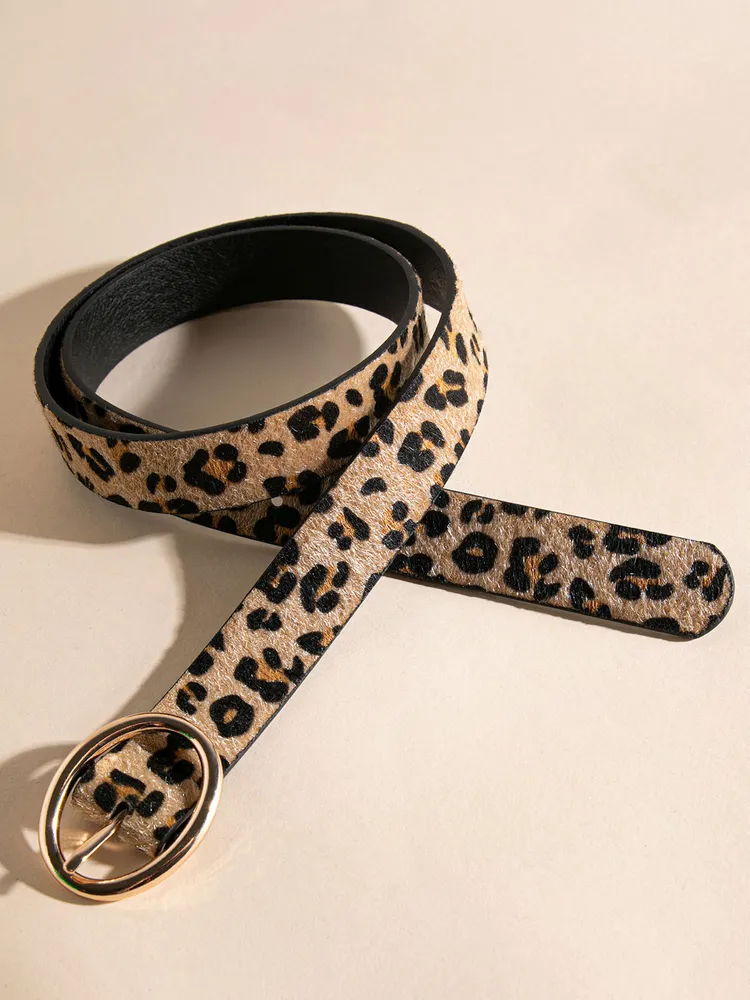 Leopard print belt silver buckle on sale