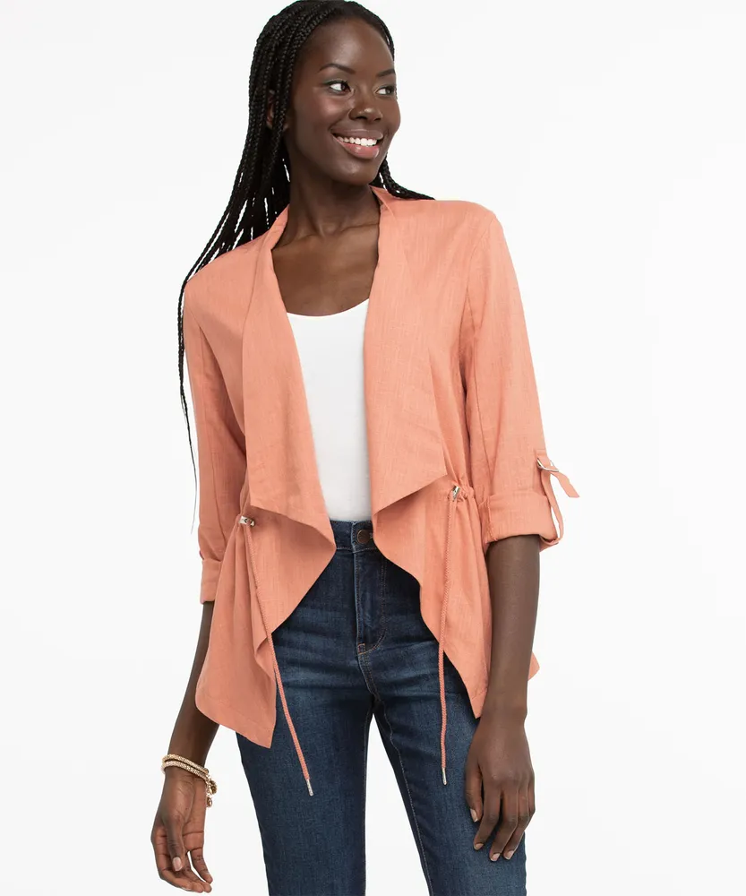 Long drape front jacket discount