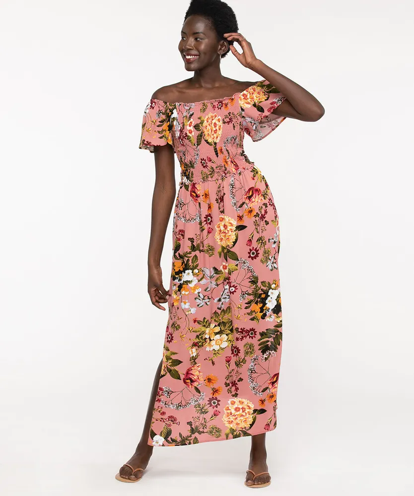 Smocked bodice sale maxi dress