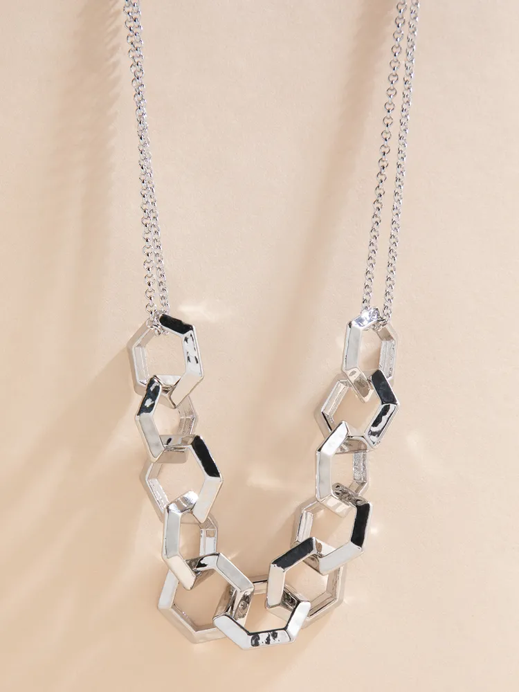 Large silver statement necklace on sale