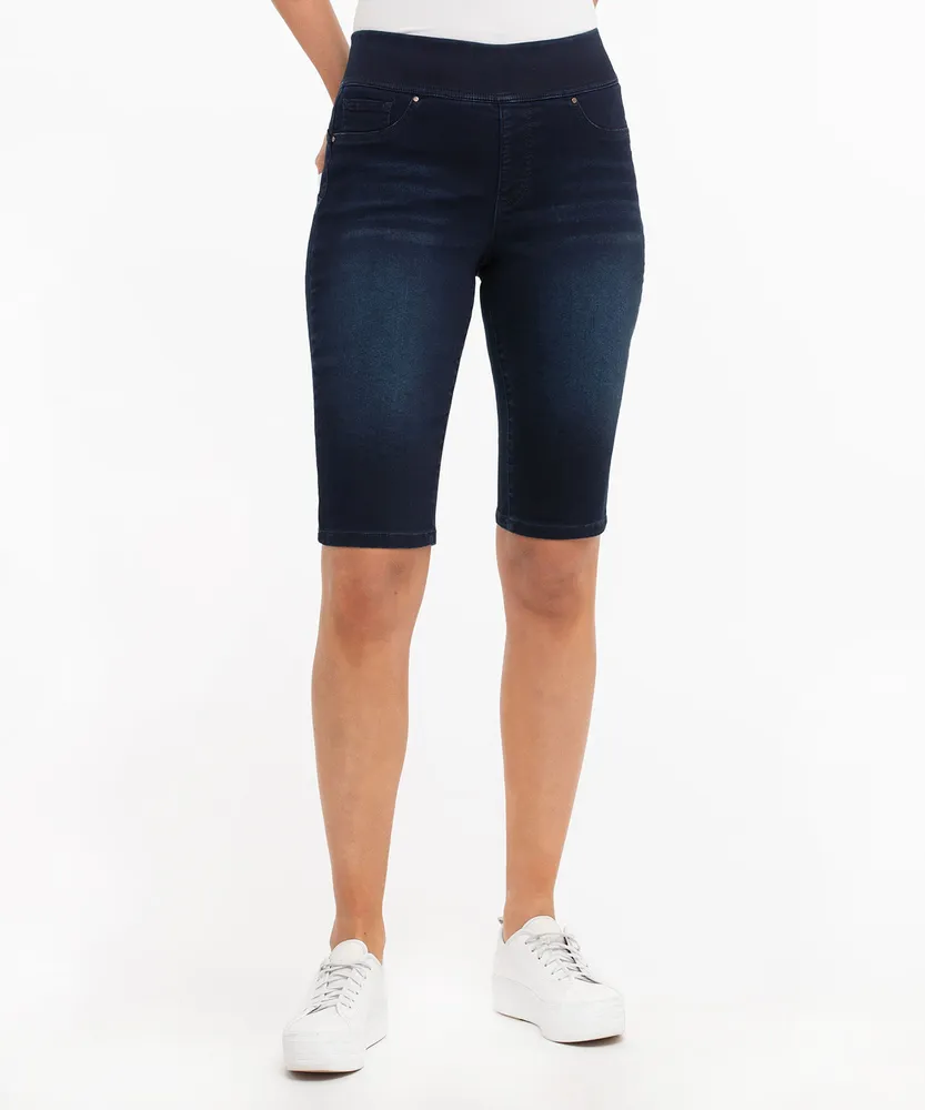 Womens pull on denim bermuda shorts sales