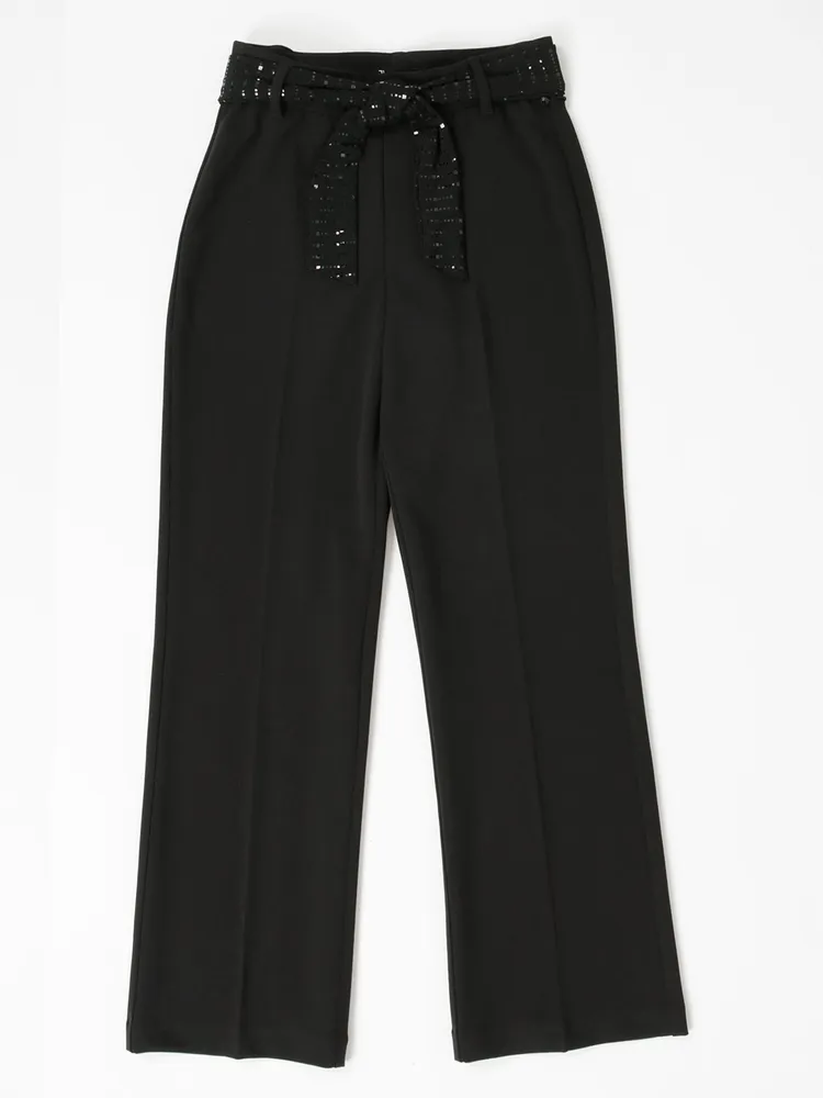 RICKI S Knit Crepe Wide Leg Pant with Sequin Belt by Jules