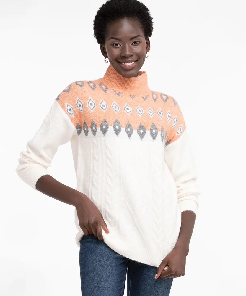 Fair isle on sale mock neck sweater