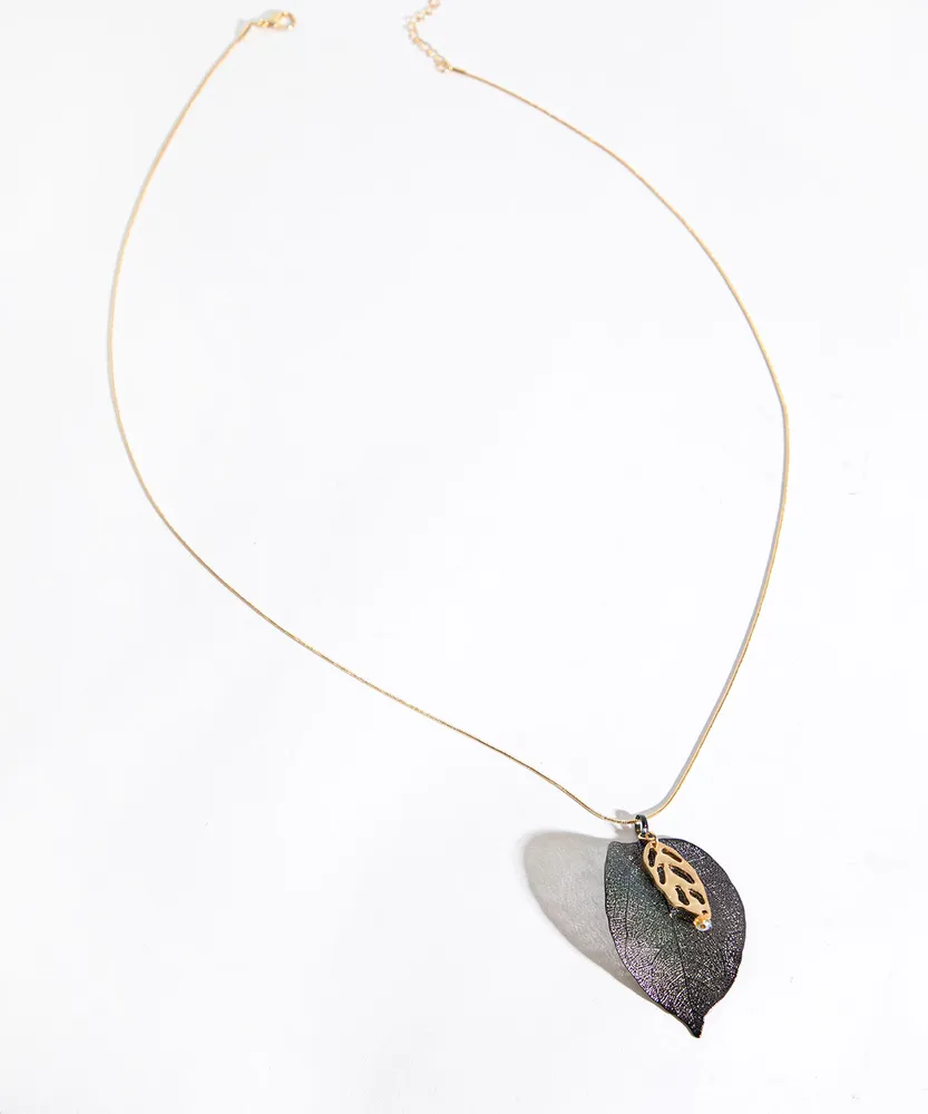 Paparazzi gold top leaf necklace