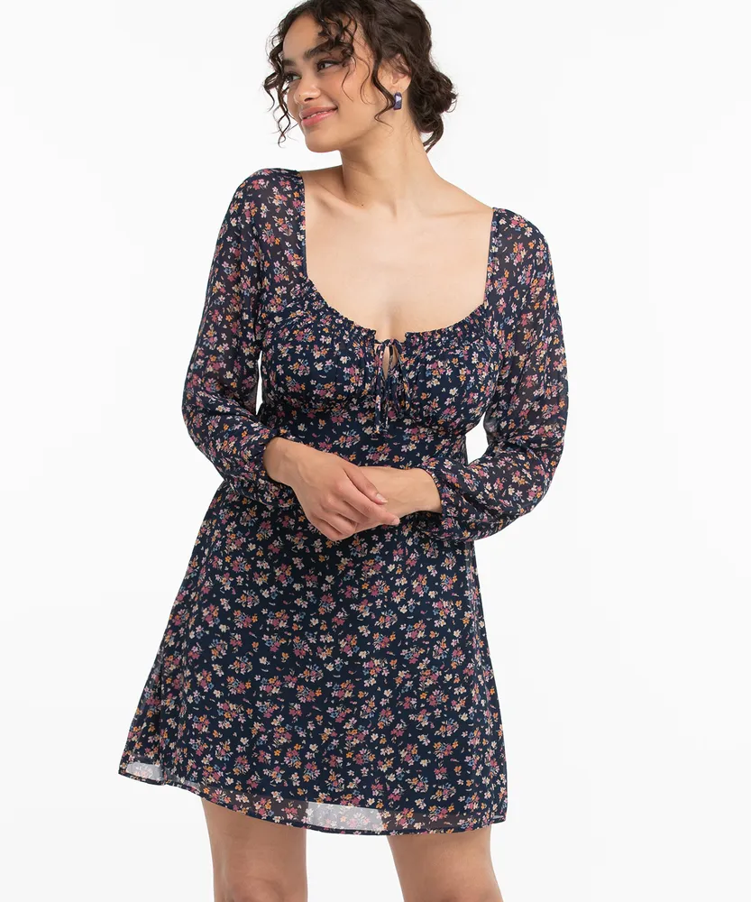RICKI S Luxology Long Sleeve Tie Neck Dress Shop Midtown