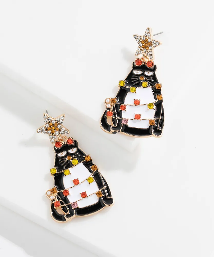 Cat christmas sales earrings