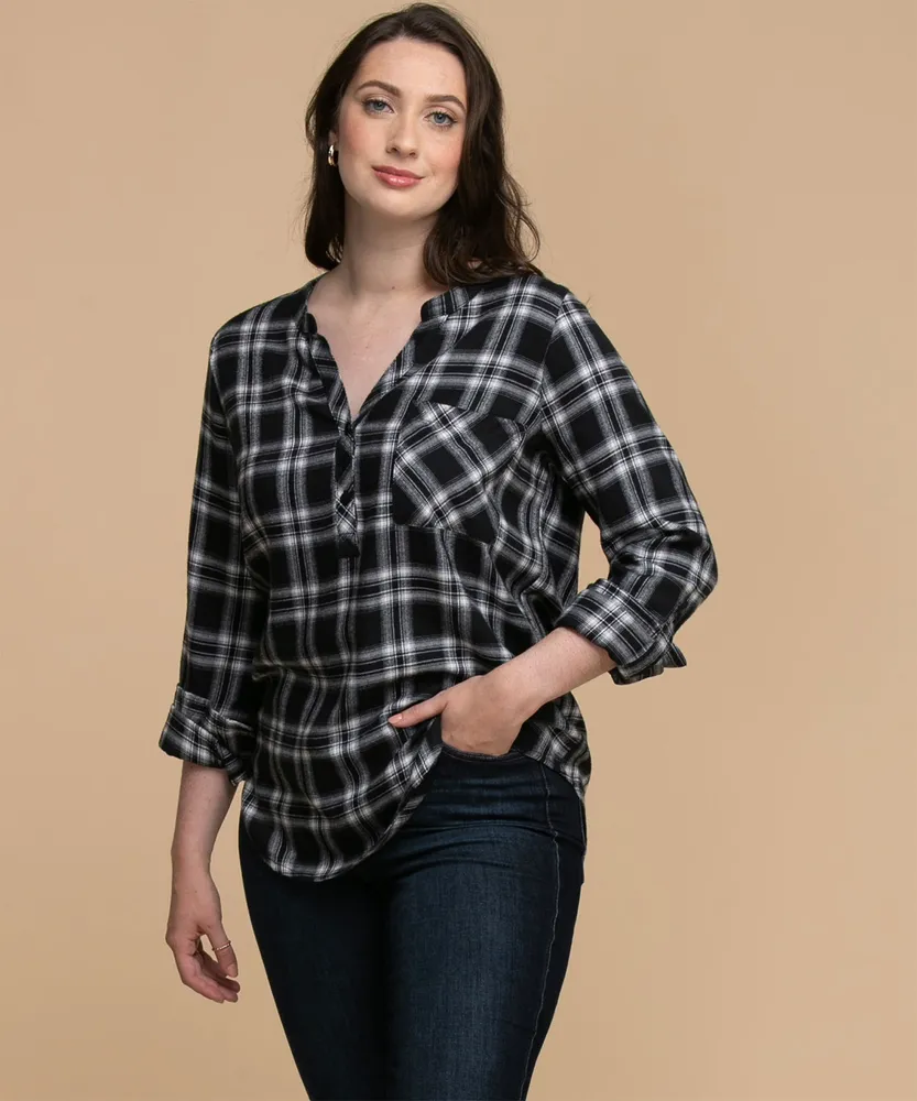 Henley shirt with flannel new arrivals