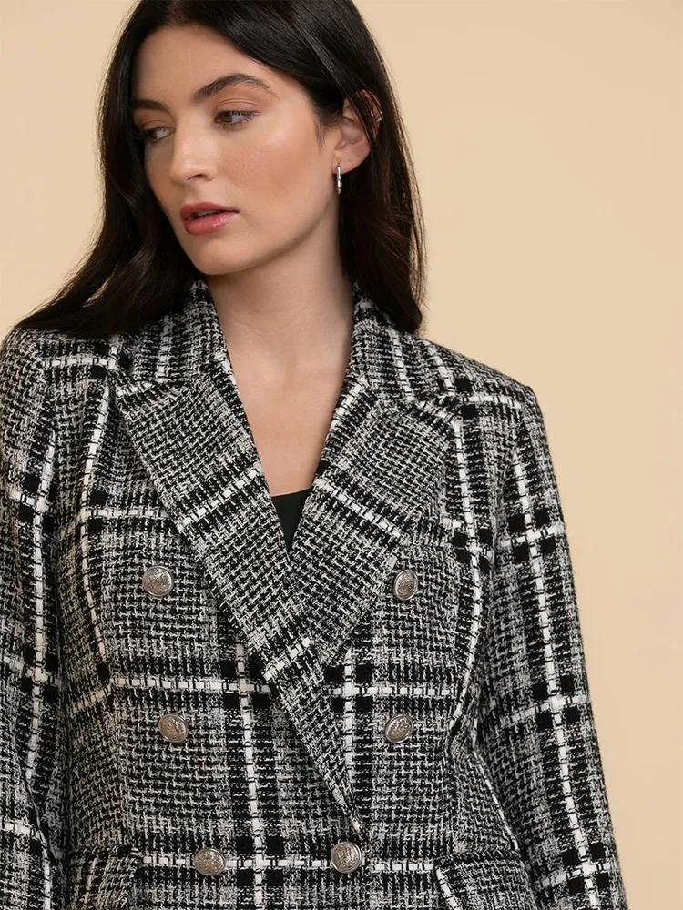 Double breasted plaid blazer clearance