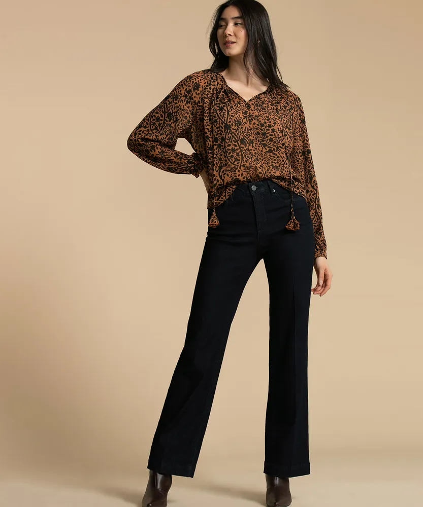 Black long clearance sleeve peasant top