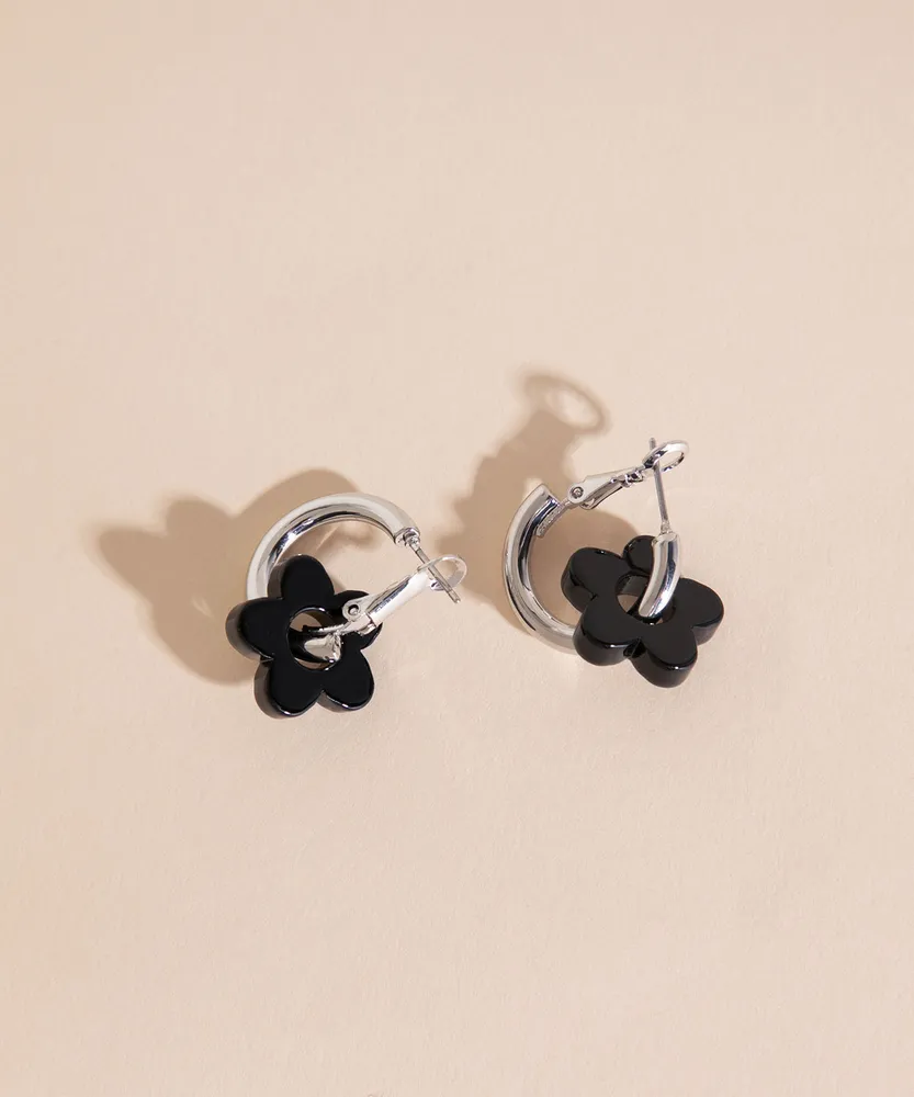 Black flower earrings new arrivals