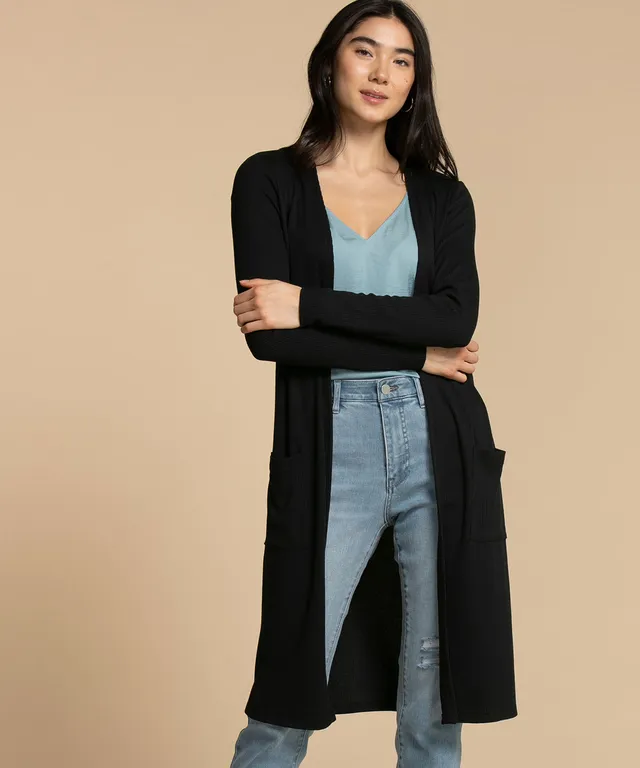 Womens black duster cardigan on sale