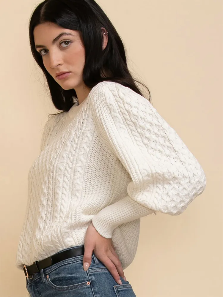 Cream balloon sleeve jumper deals