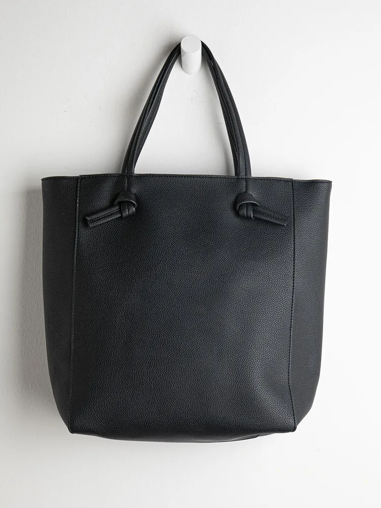 Knotted handle small best sale leather tote bag