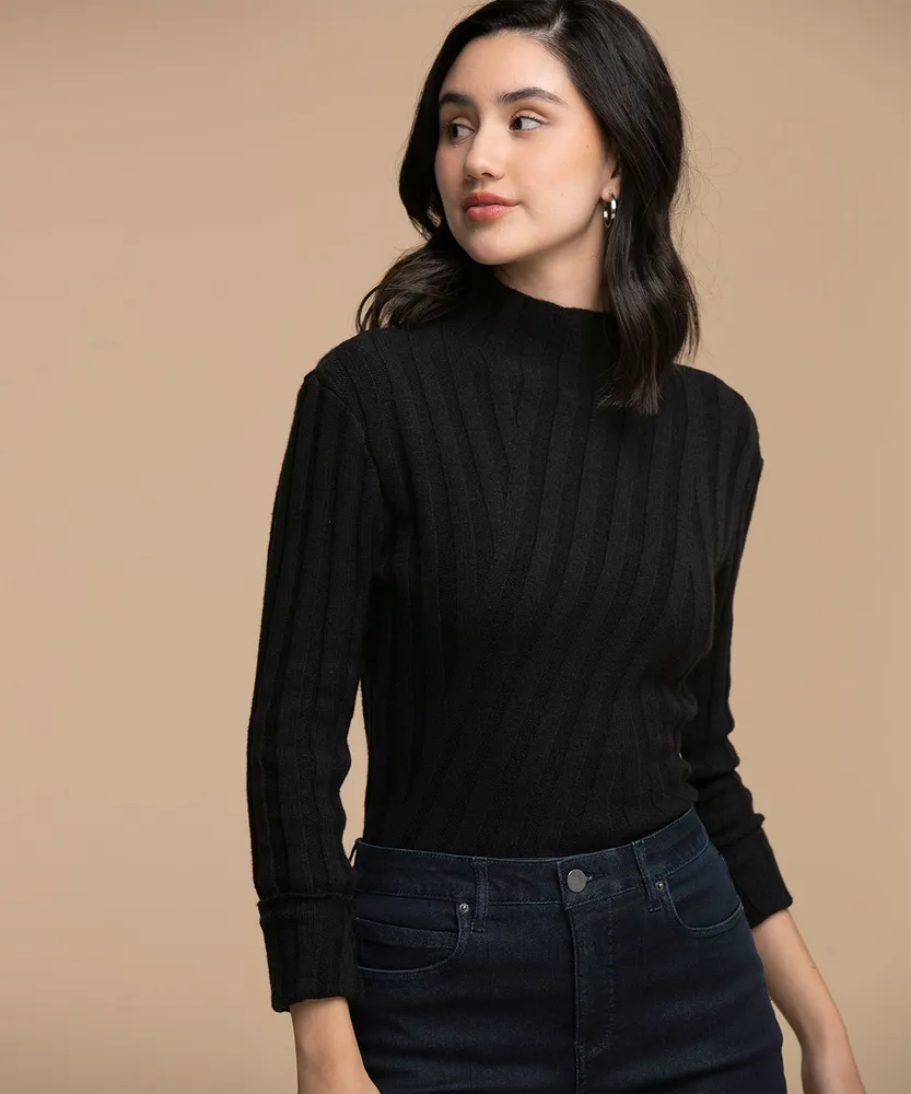 Black ribbed mock turtleneck new arrivals