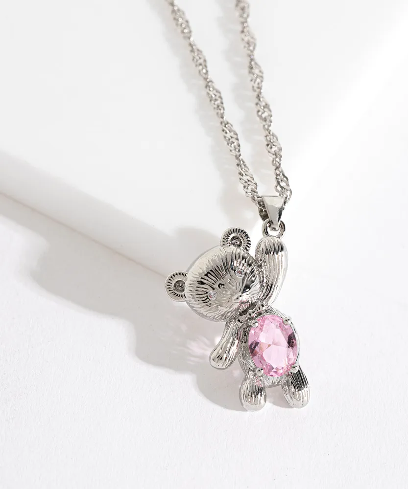 Pink Teddy Bear Necklace Hotsell | bellvalefarms.com