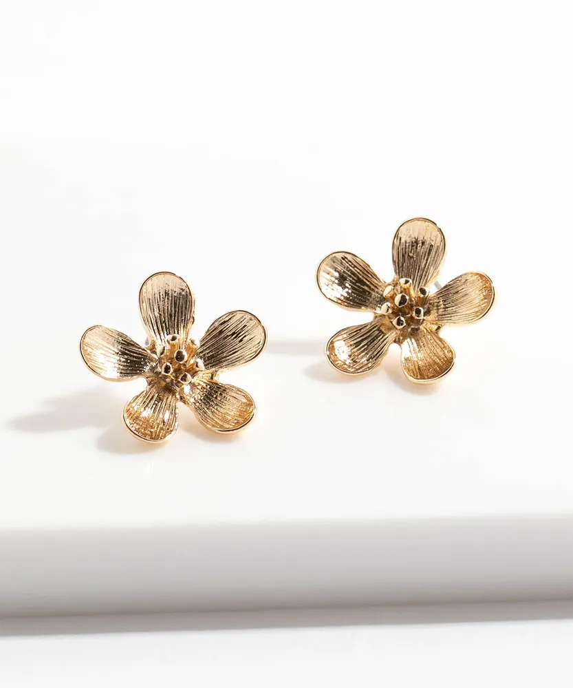 Flower shaped earrings gold outlet