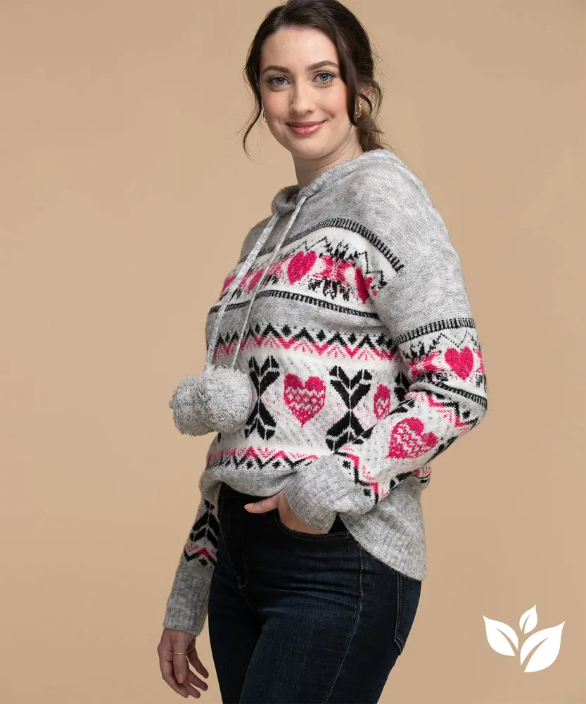 RICKI S Eco Friendly Hooded Fair Isle Sweater The Pen Centre