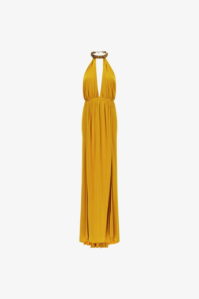 Shop Zara LONG DRESS WITH JEWEL COLLAR at Beverly Center in