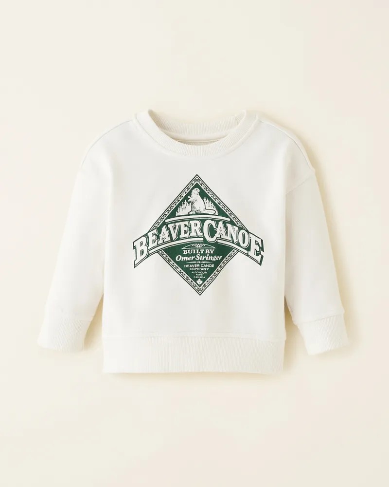 Roots Baby Beaver Canoe Relaxed Crew Sweatshirt in Egret Shop