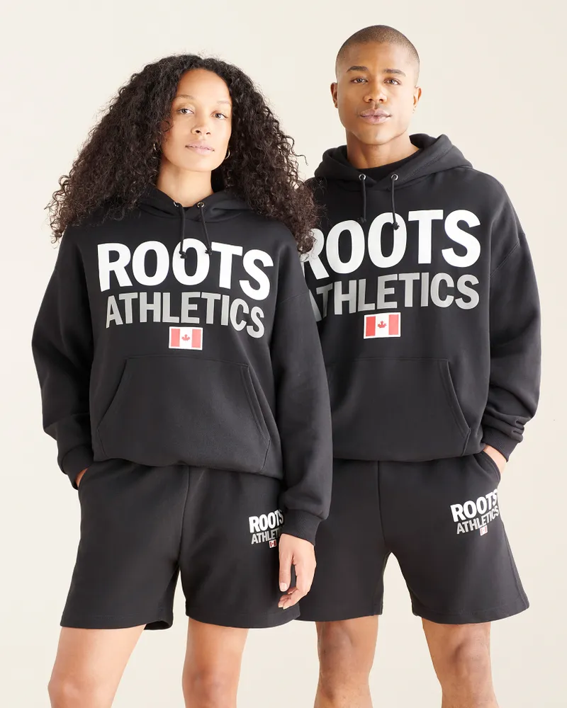 Roots Athletics Flag Hoodie Gender Free in Black Halifax