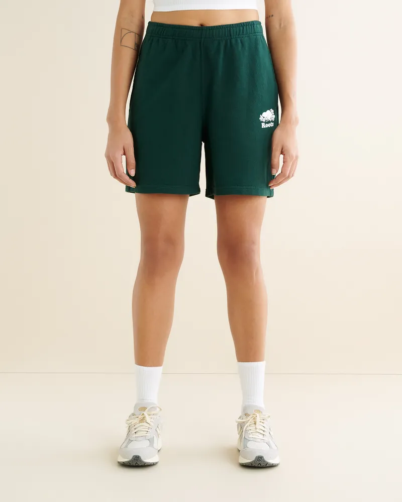 Roots Organic Cooper High Rise Sweatshort 6 Inch in Varsity Green
