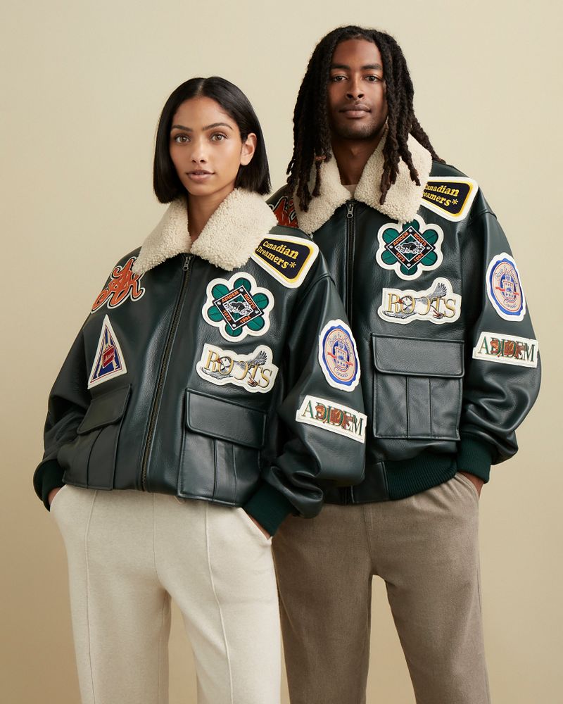 Roots X Adidem Asterisks Bomber Jacket in Forest Green Shop Midtown