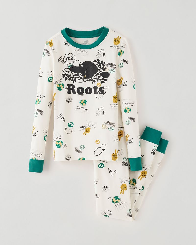 Roots Kids Doodle DIY PJ Set in Egret Halifax Shopping Centre