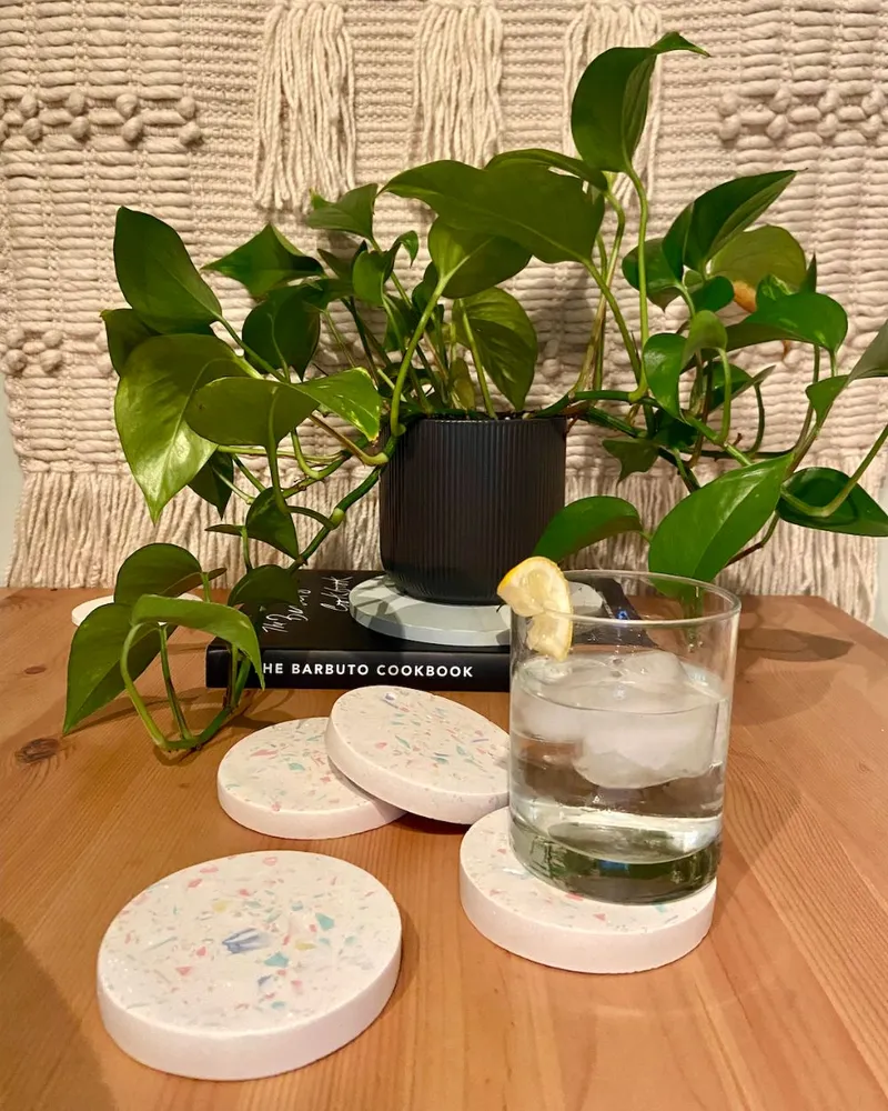 RW&CO Terrazzo Flat Round Coasters Eden Fiona Upper Canada Mall