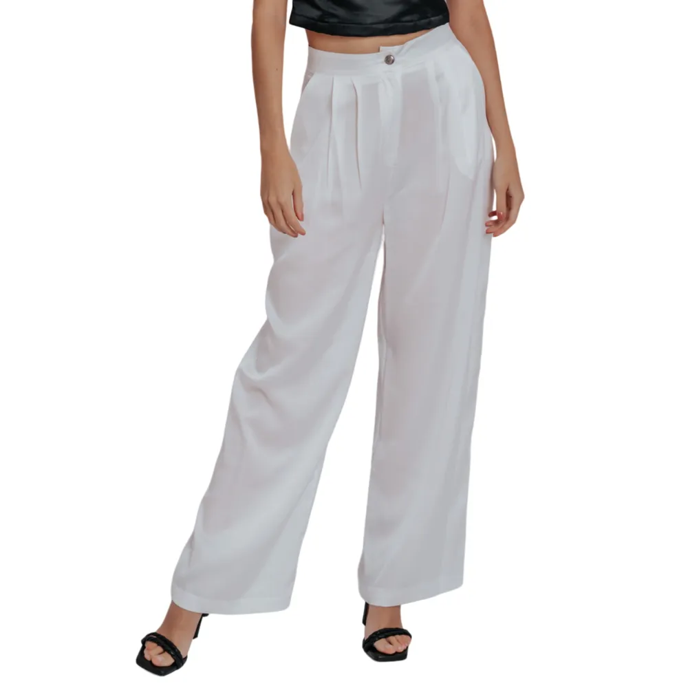 Plain white top palazzo pants
