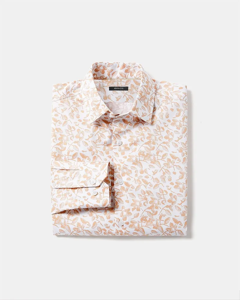 RW CO Tailored Fit Dress Shirt with Peach Foliage Pattern Shop