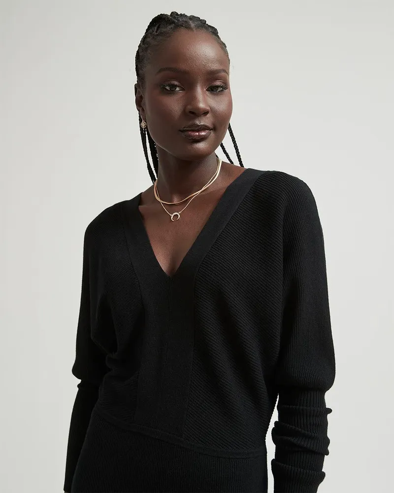 V neck cheap batwing jumper