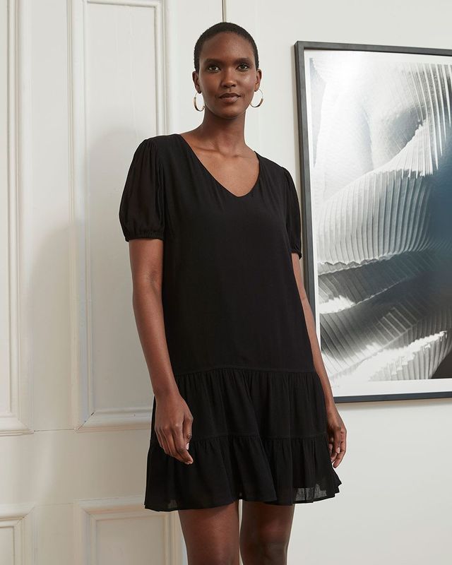 RW&Co Super-Soft 3/4 Sleeve Dress with Adjustable Drawstring women 